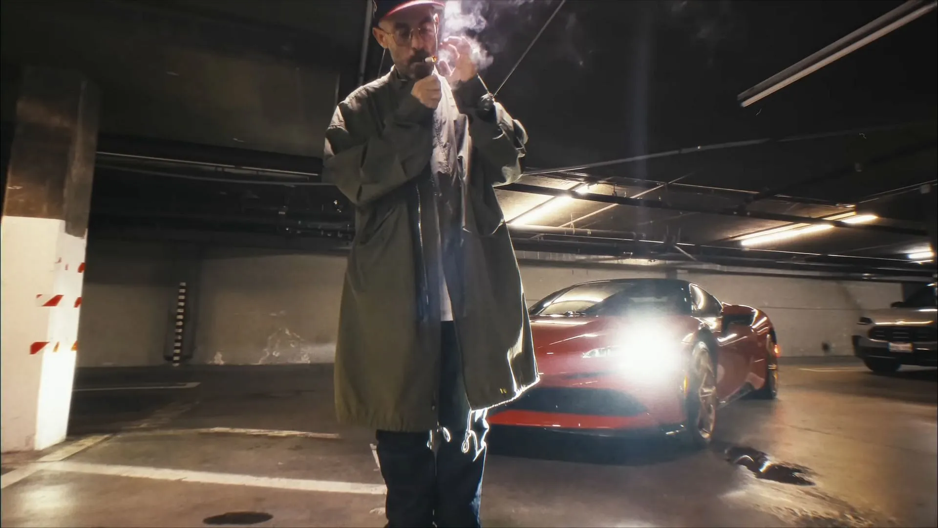 The Alchemist in the music video for 'Ferraris In The Rain' (Image via YouTube/@alanthechemist)