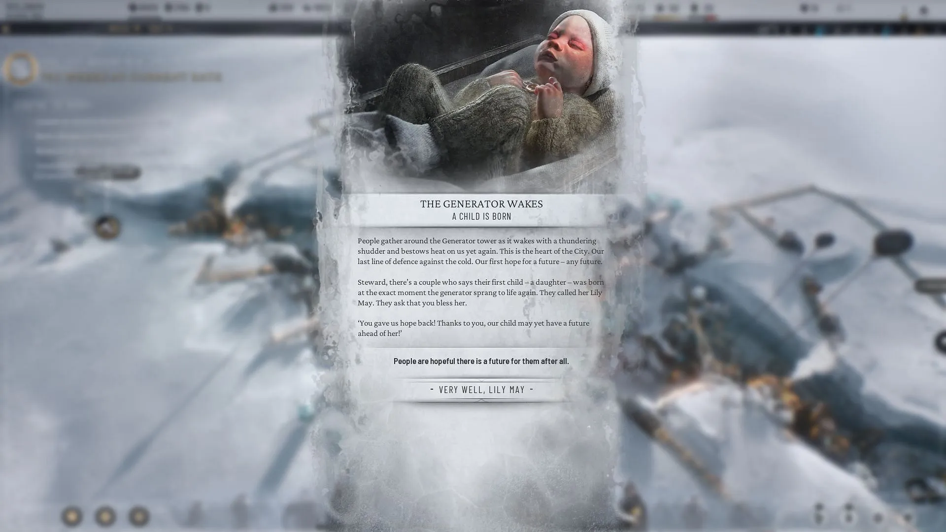 Os geradores são sua força vital no Frostpunk 2. (Imagem via 11 Bit Studios)