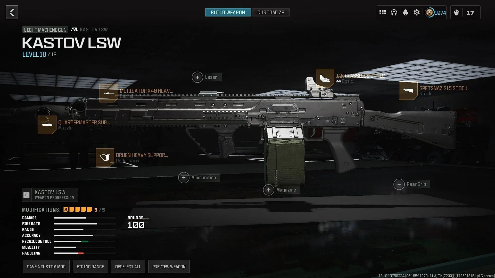 Attachments for the best Kastov LSW loadout in Warzone (Image via Activision)