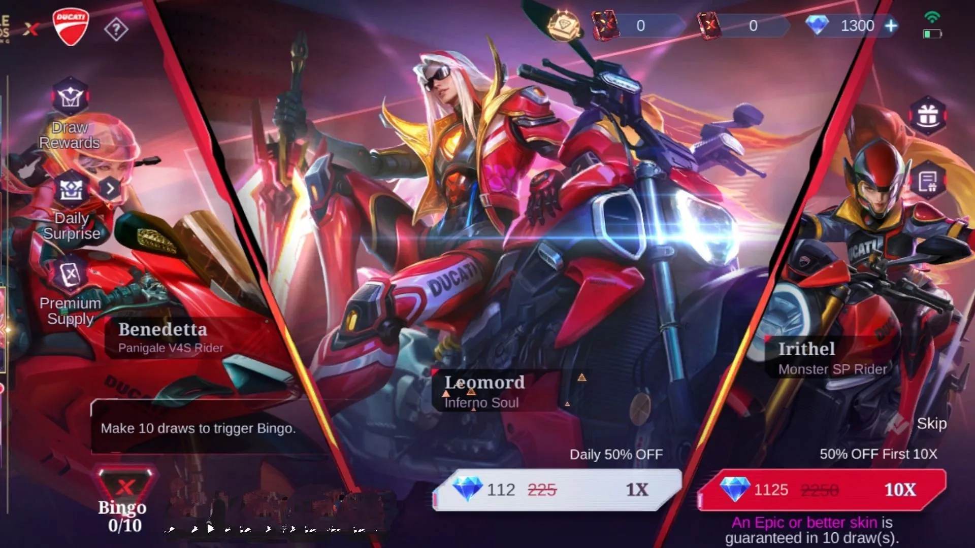 Leomord joins the MLBB Ducati event skin line-up (Image via Moonton Games)