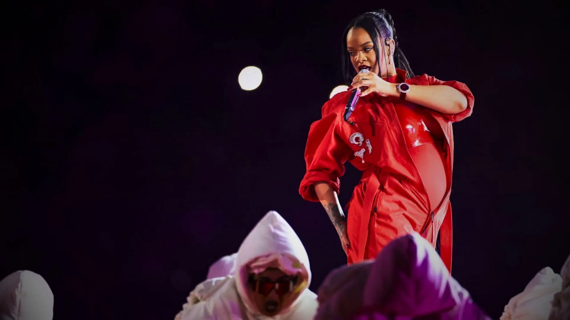 The red jumpsuit for the Super Bowl performance in 2023 (Image via YouTube/NFL)