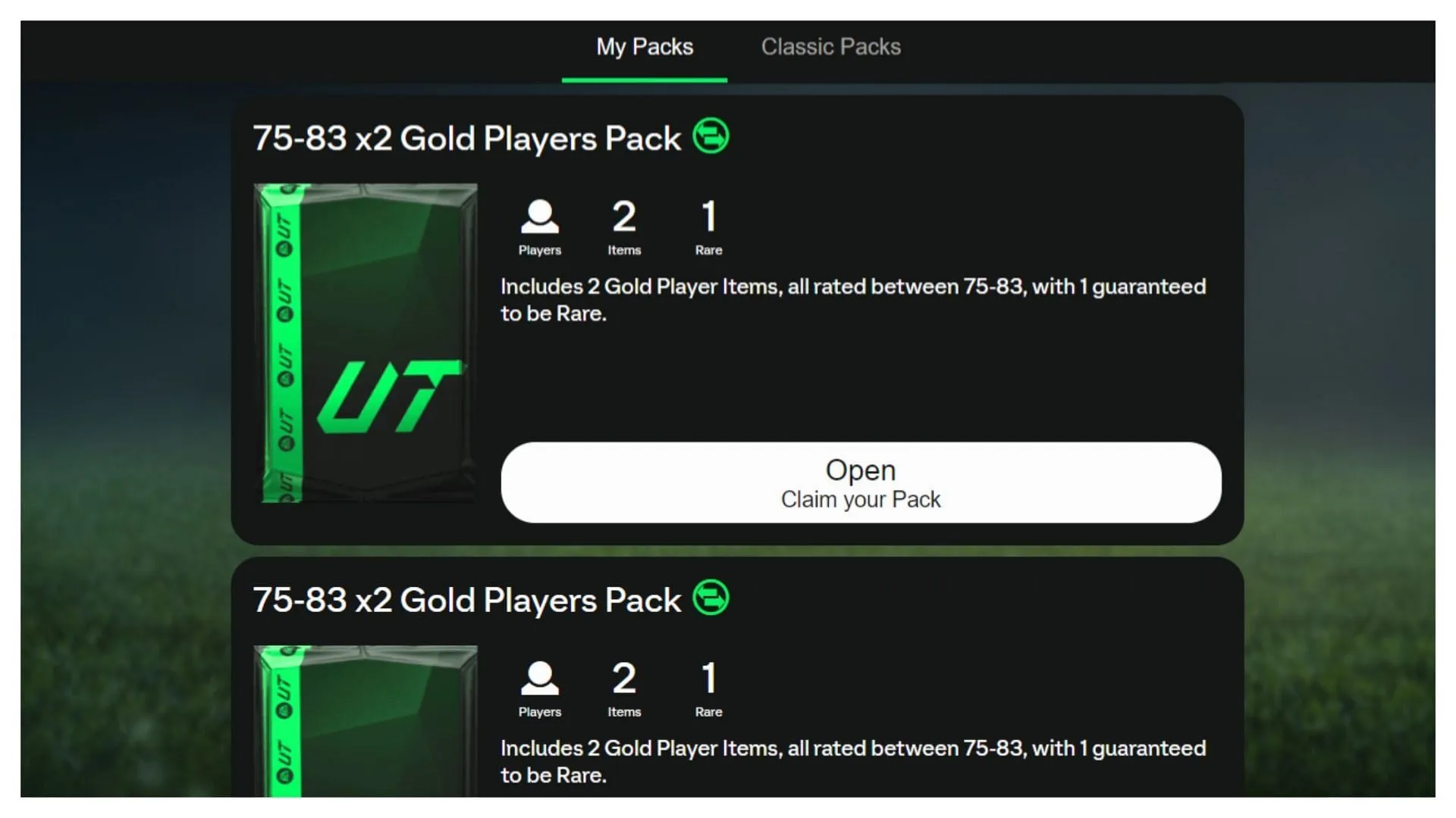 Welcome Back packs (Image via EA Sports)