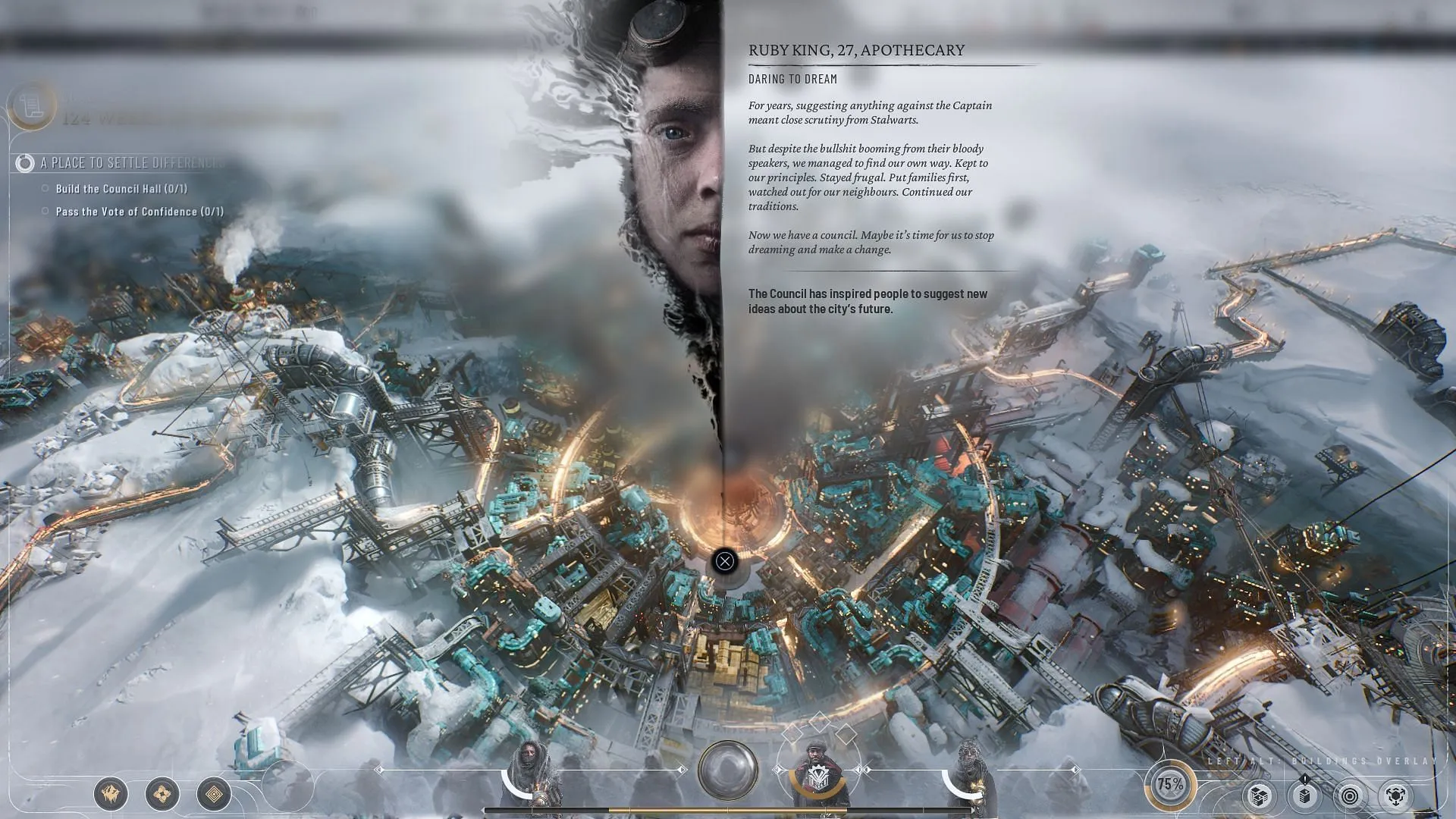 Gérez l'efficacité de votre production pour améliorer votre main-d'œuvre dans Frostpunk 2 (Image via 11 Bit Studios)