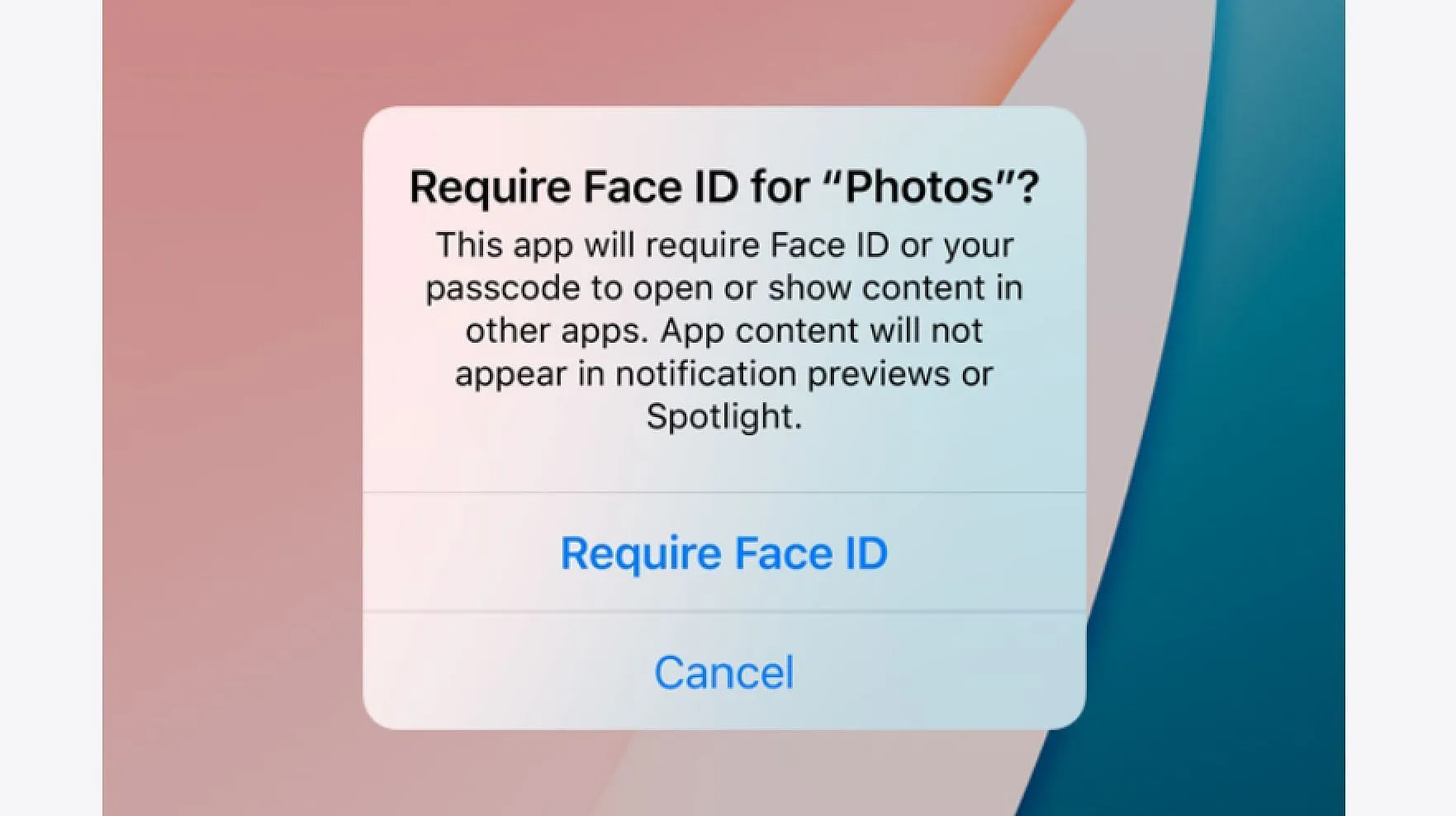 Les applications demanderont FaceID (Image via Apple)