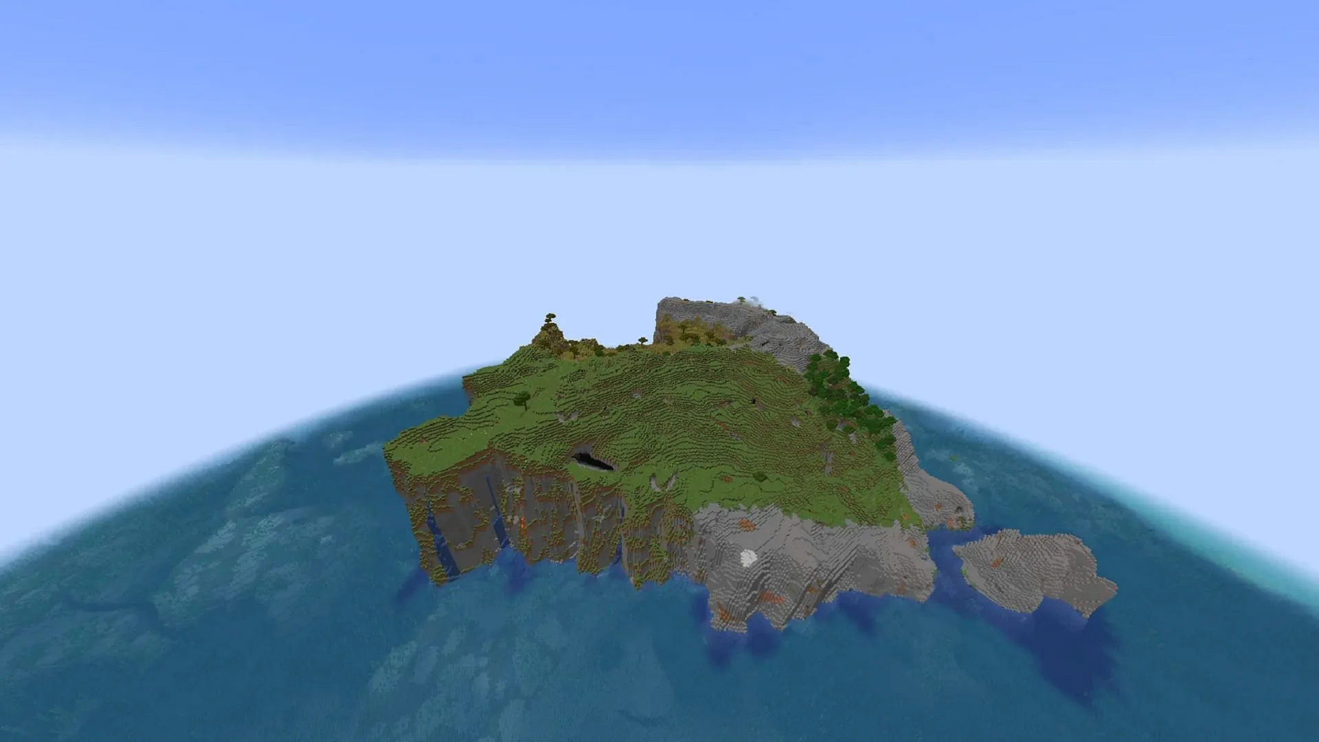 This island spawn should offer a pretty nice locale for a future Minecraft build (Image via u/Scriptline-studios/Reddit)