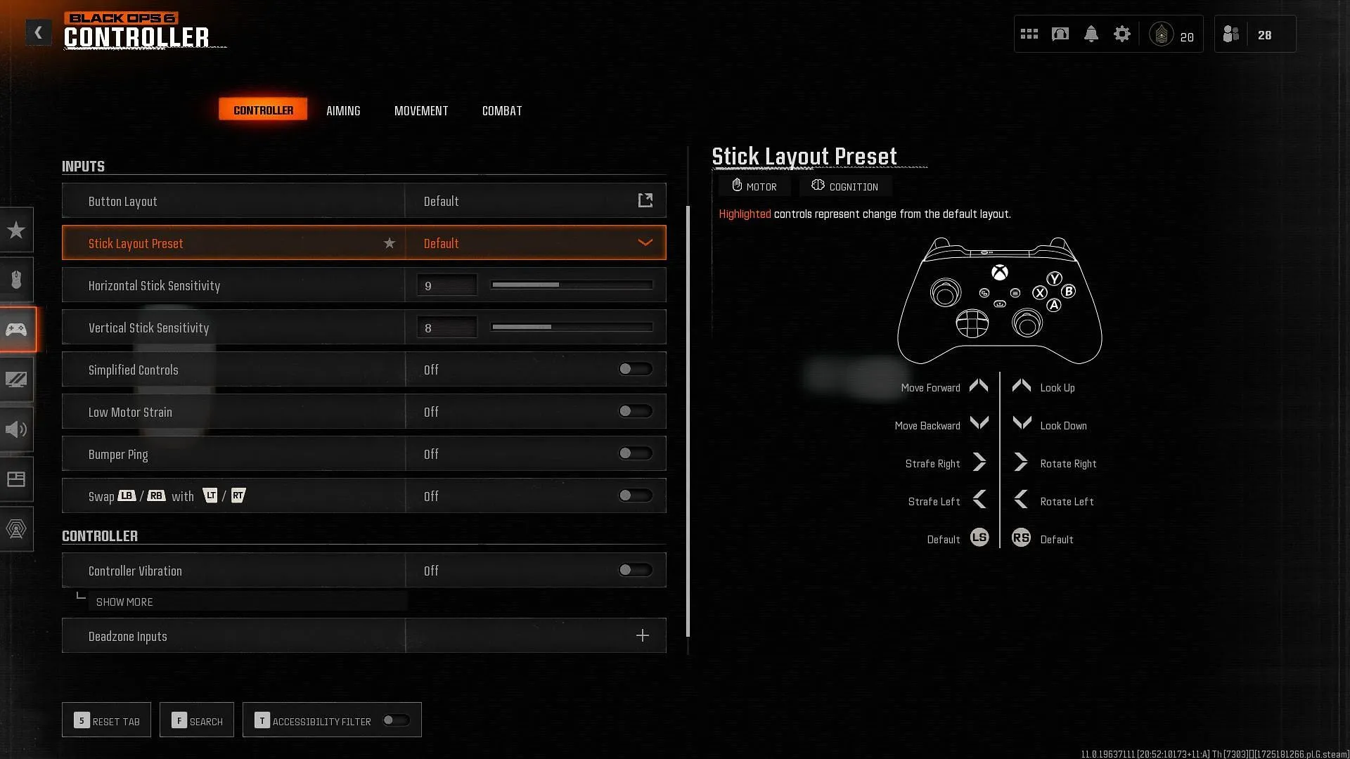 Configuración del mando de Black Ops 6 (imagen a través de Activision)