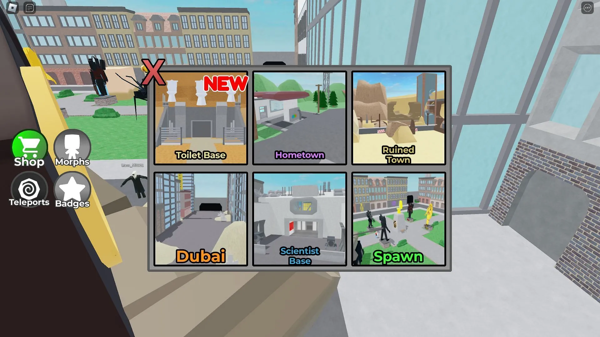 La pantalla de selección de mapas (imagen vía Roblox)