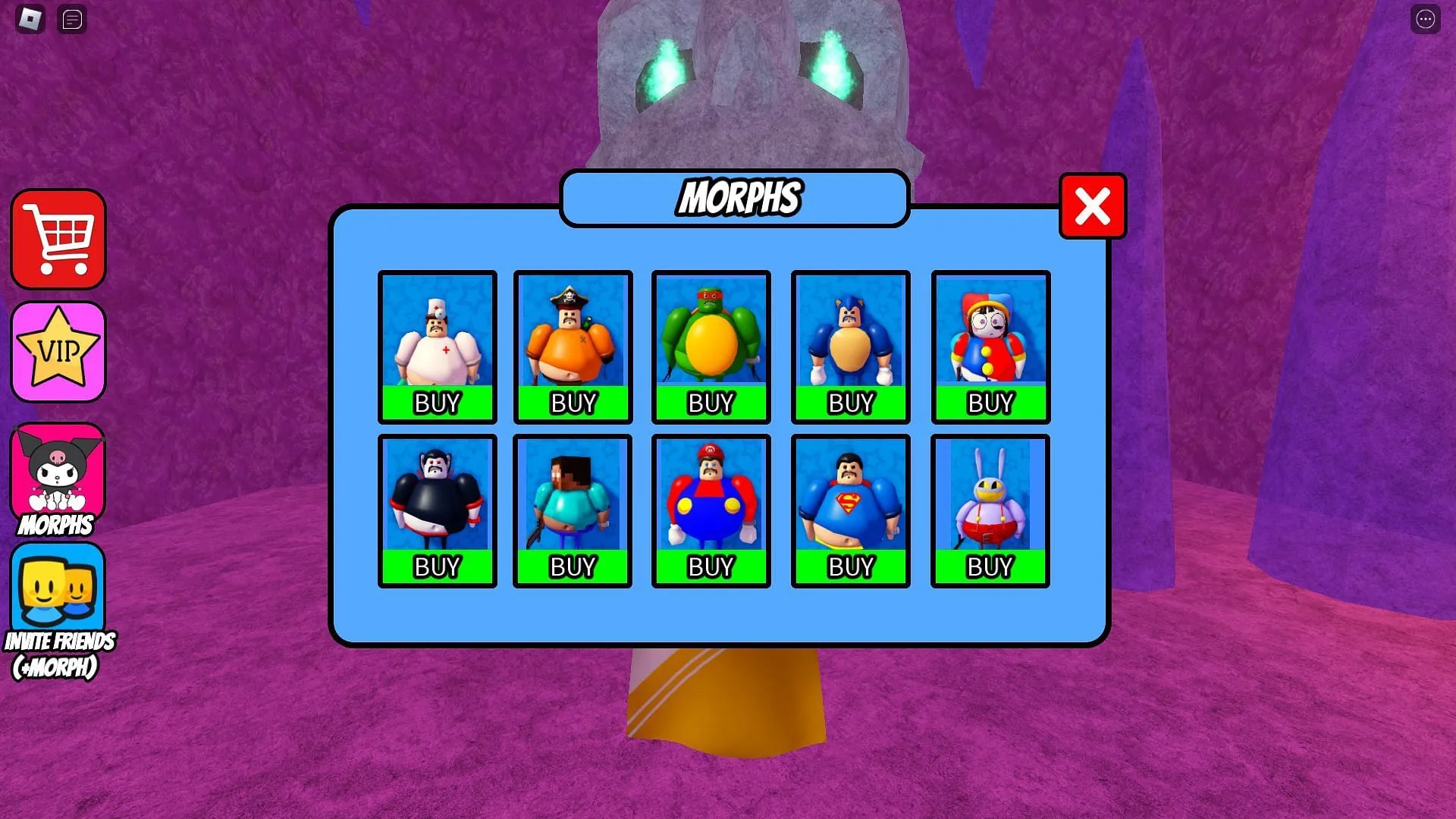 Morph-Auswahlbildschirm (Bild über Roblox)