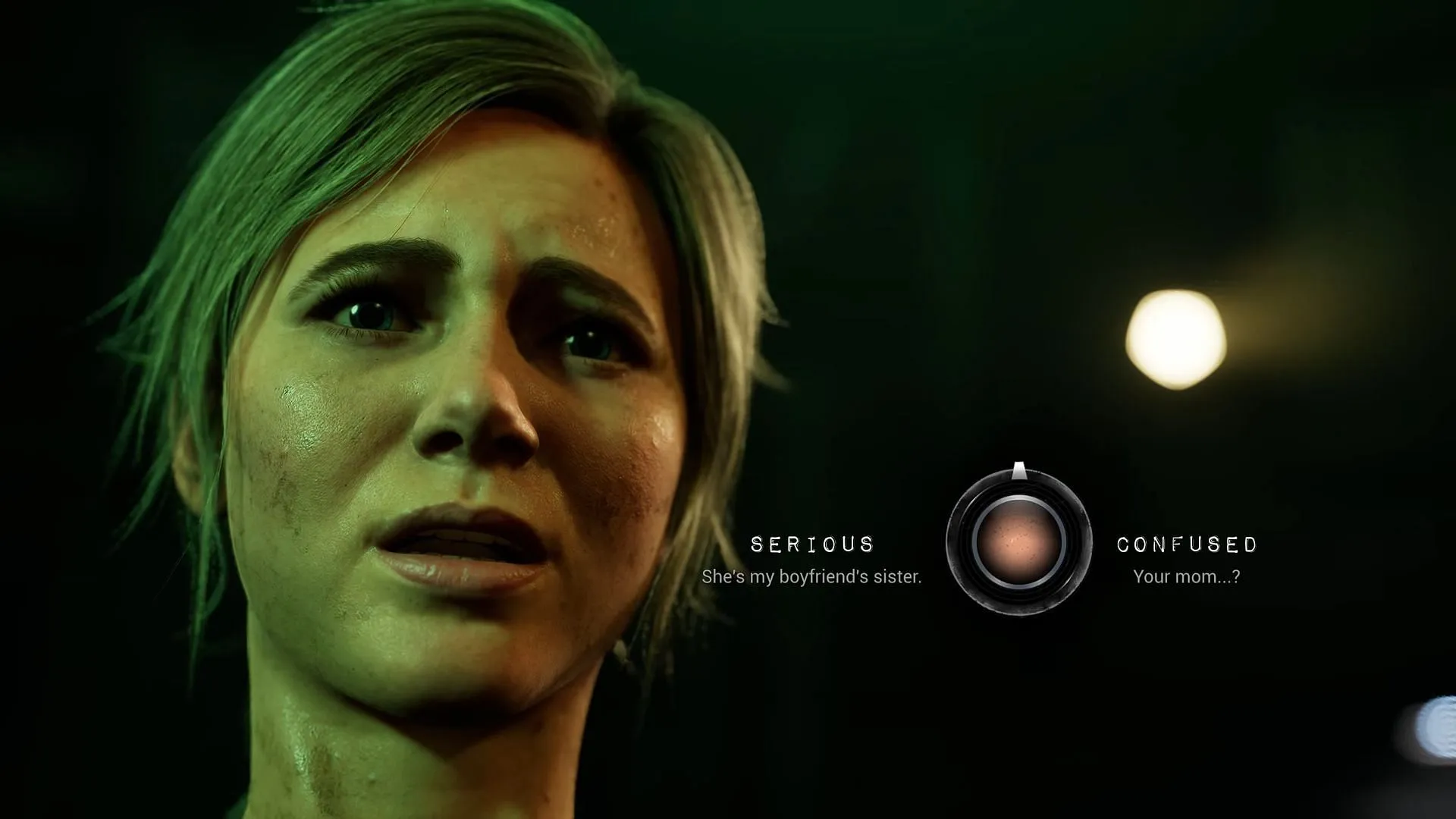 Chris chooses whether she wants to return to 1980 (Image via Behaviour Interactive)