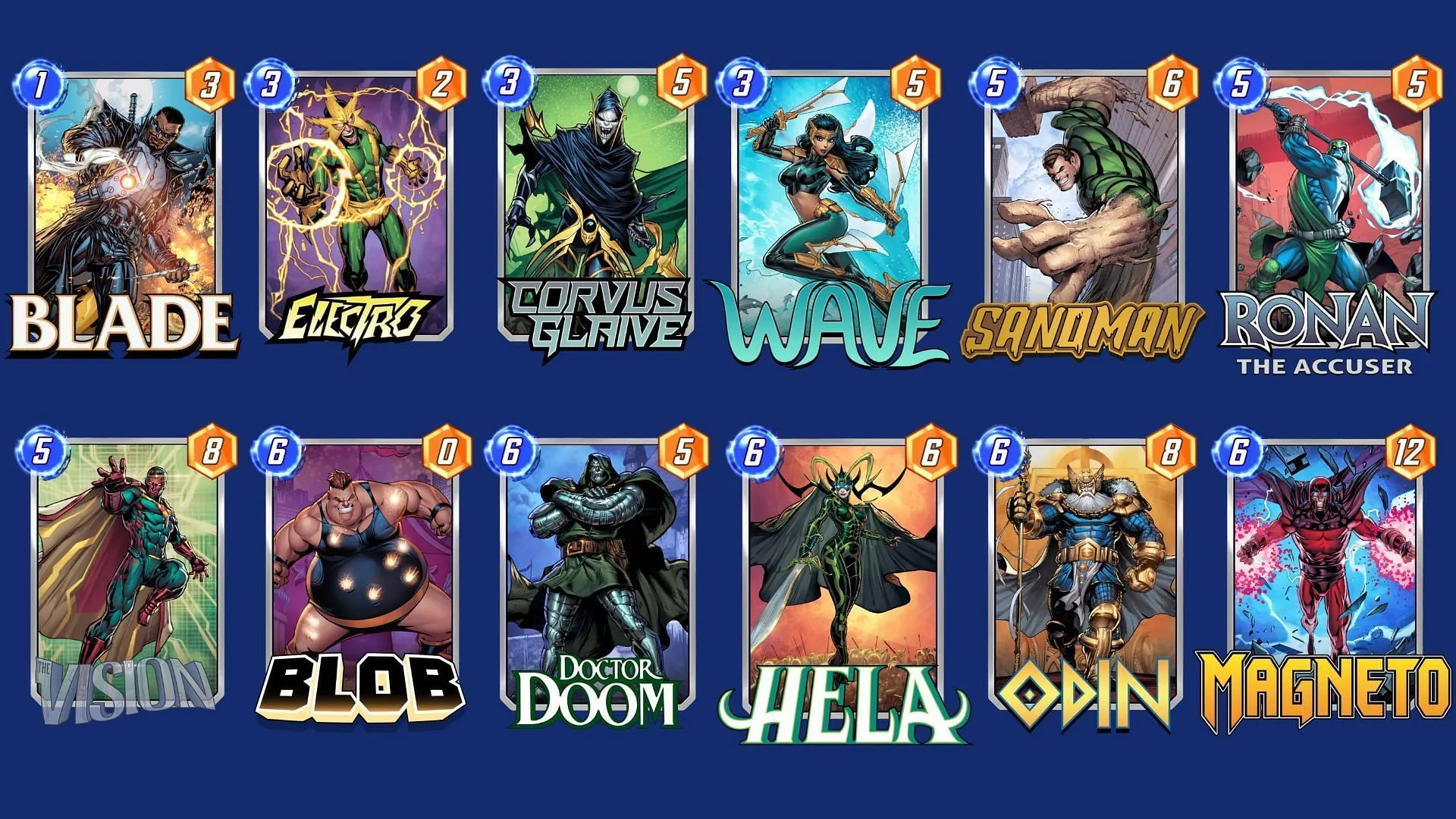 Marvel Snap 中的 Glaive 和 Wave Deck（圖片來自 Nuverse）