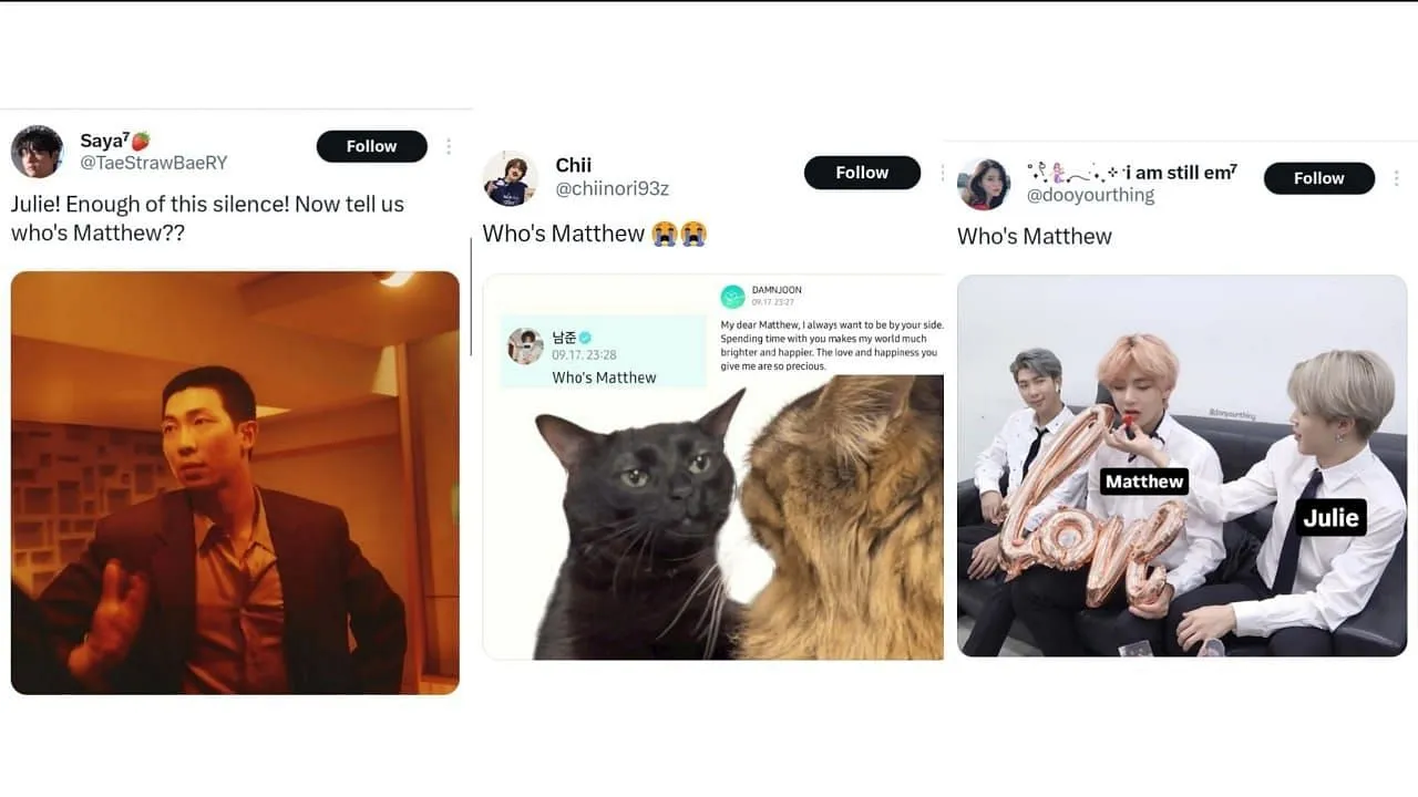 Fans react to Namjoon's replies to a fan on Weverse (Images via X/@TaeStrawBaeRY, @chiinori93z, and @dooyourthing)