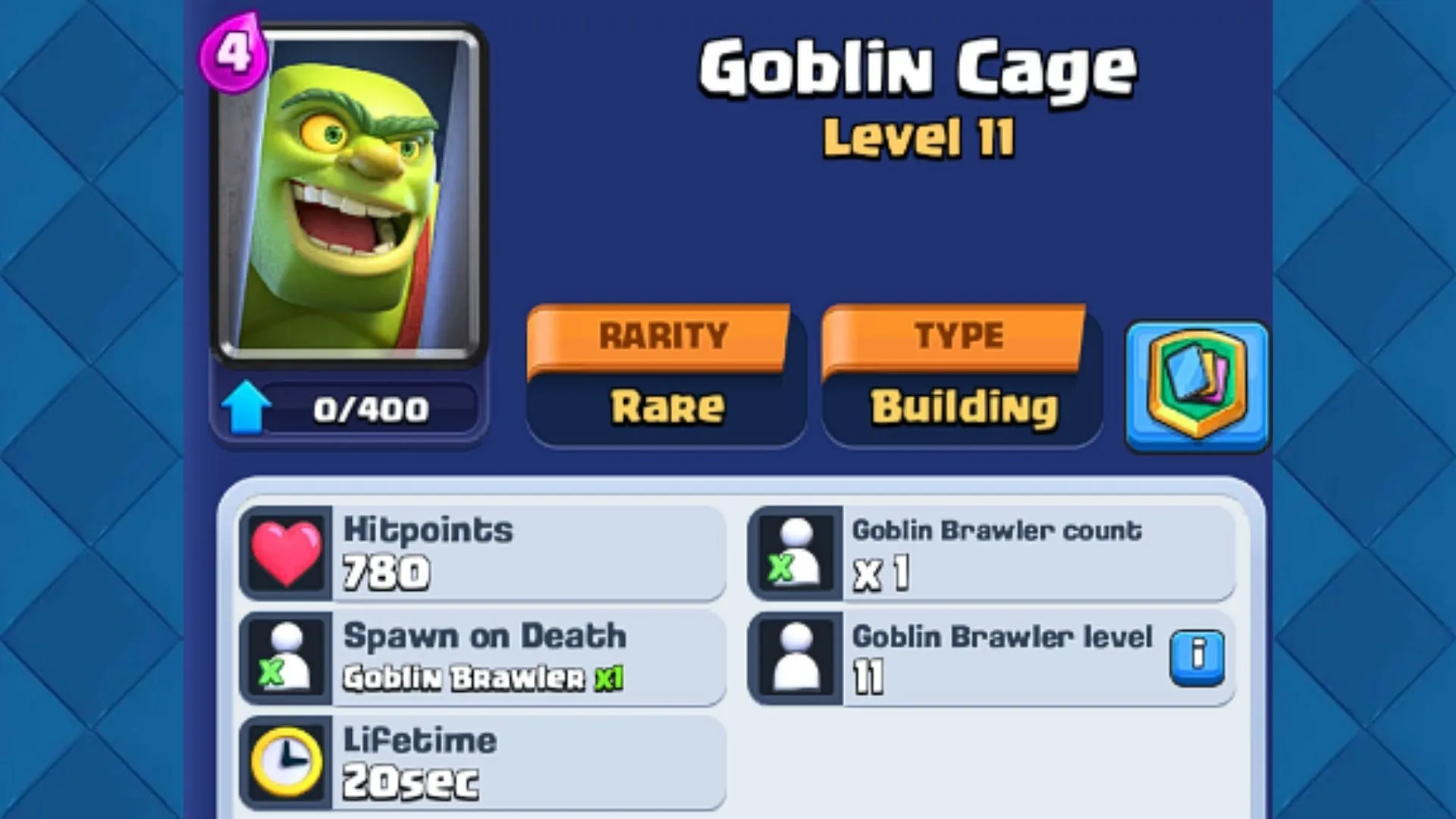 Cartão de construção da Goblin Cage (Imagem via Supercell)