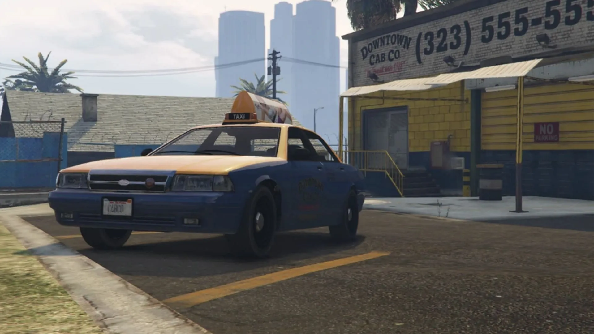 The Downtown Cab Co. business in Grand Theft Auto 5 Story Mode (Image via Rockstar Games)