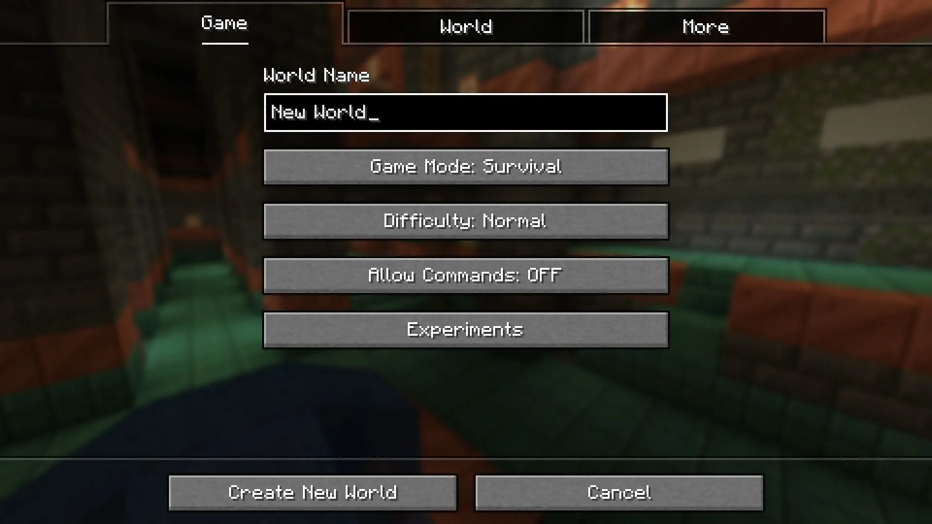 Realms in Minecraft will now use the fully featured world creation screen seen elsewhere (Image via Mojang Studios)