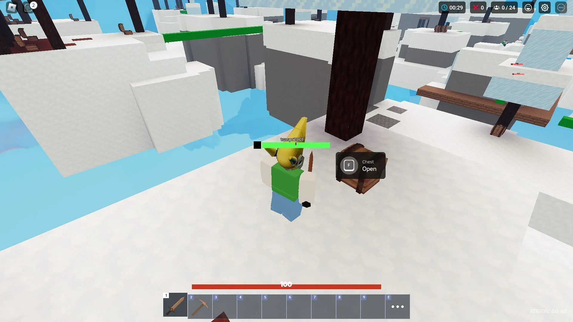 Baú de saque para obter armas e outros itens (Imagem via Roblox)