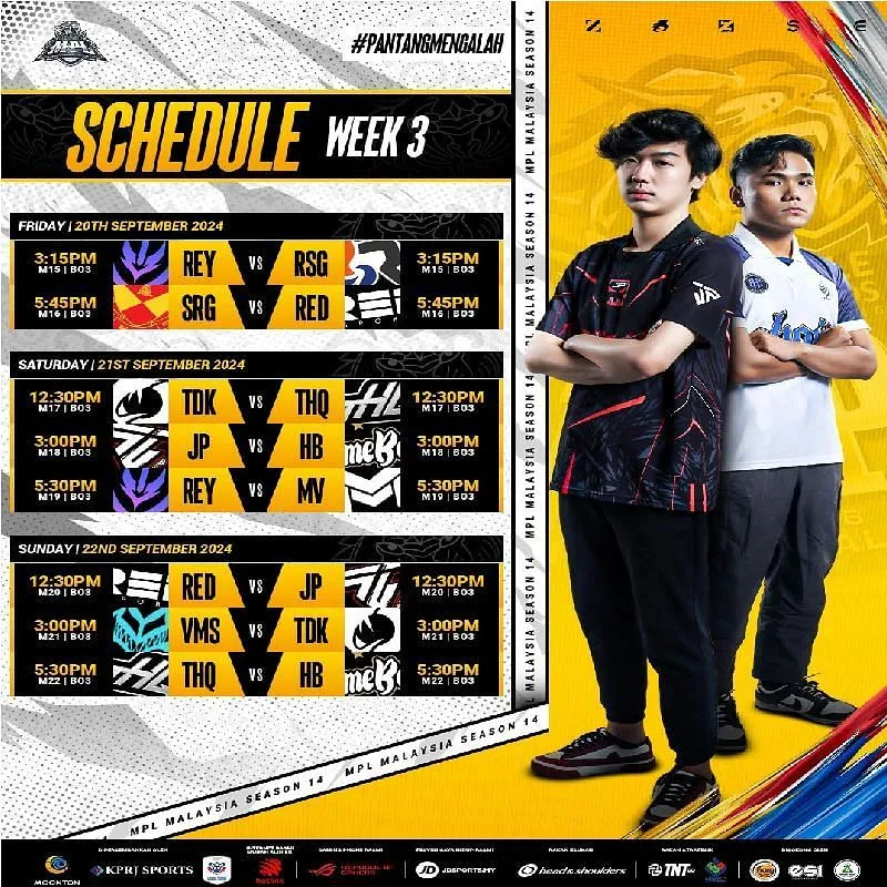 MPL Malaysia Season 14 Week 3 schedule (Image via Moonton Games)