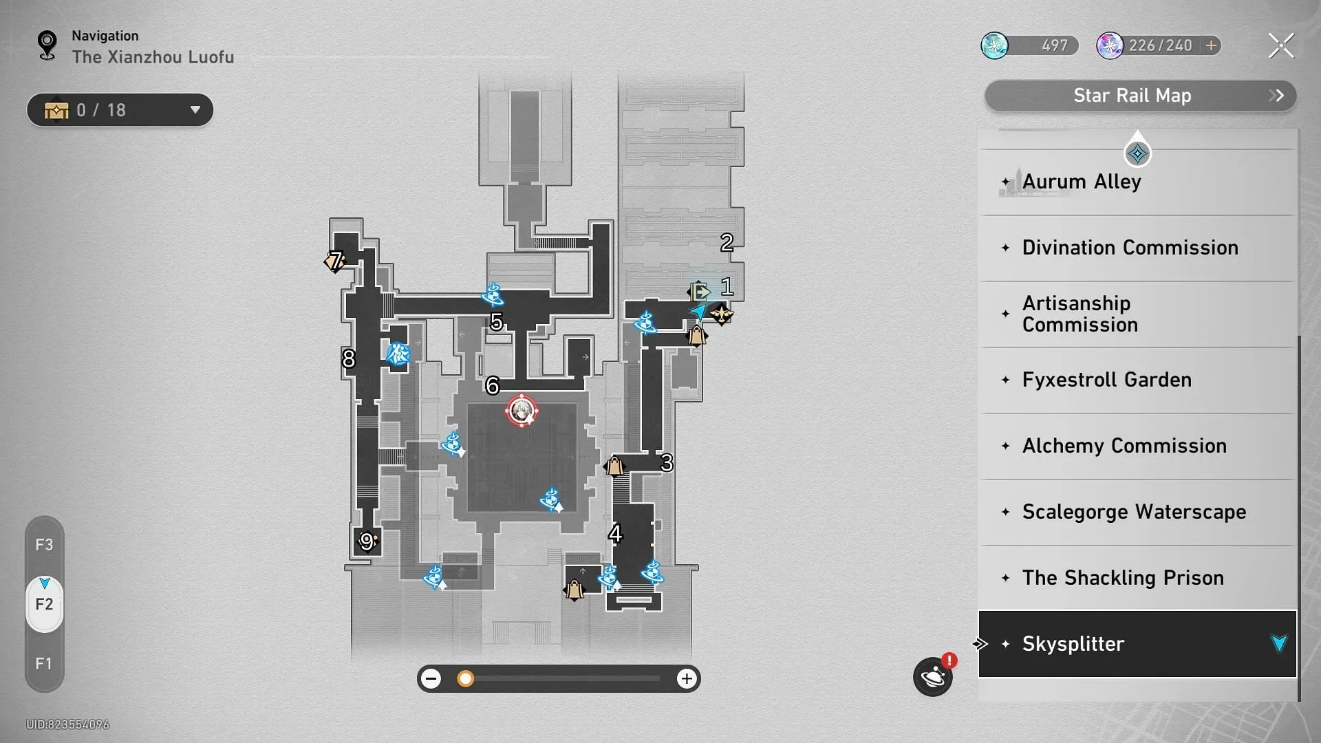 Ubicaciones de cofres del tesoro en el piso dos de Skysplitter (imagen a través de HoYoverse)