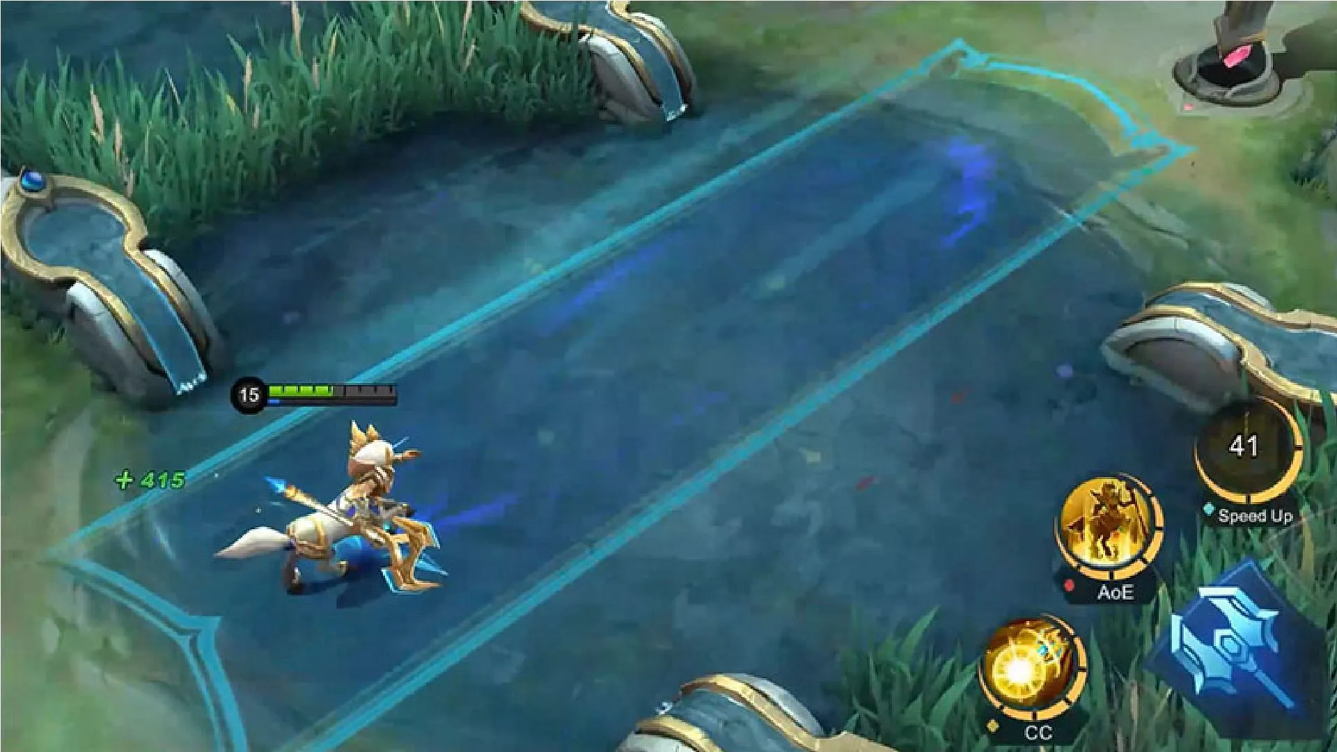 Hylos usando seu ultimate para aumentar sua velocidade de movimento (Imagem via Moonton Games)