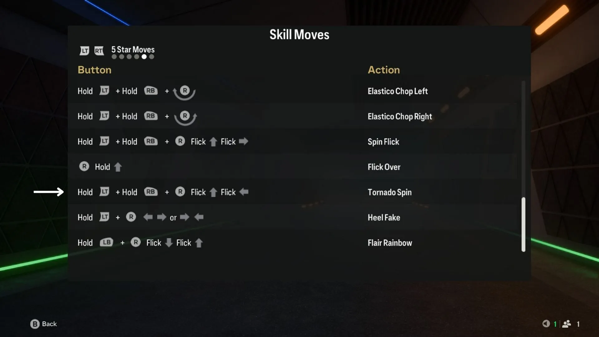 Combinaisons de boutons pour effectuer un Tornado Spin (Image via EA Sports)