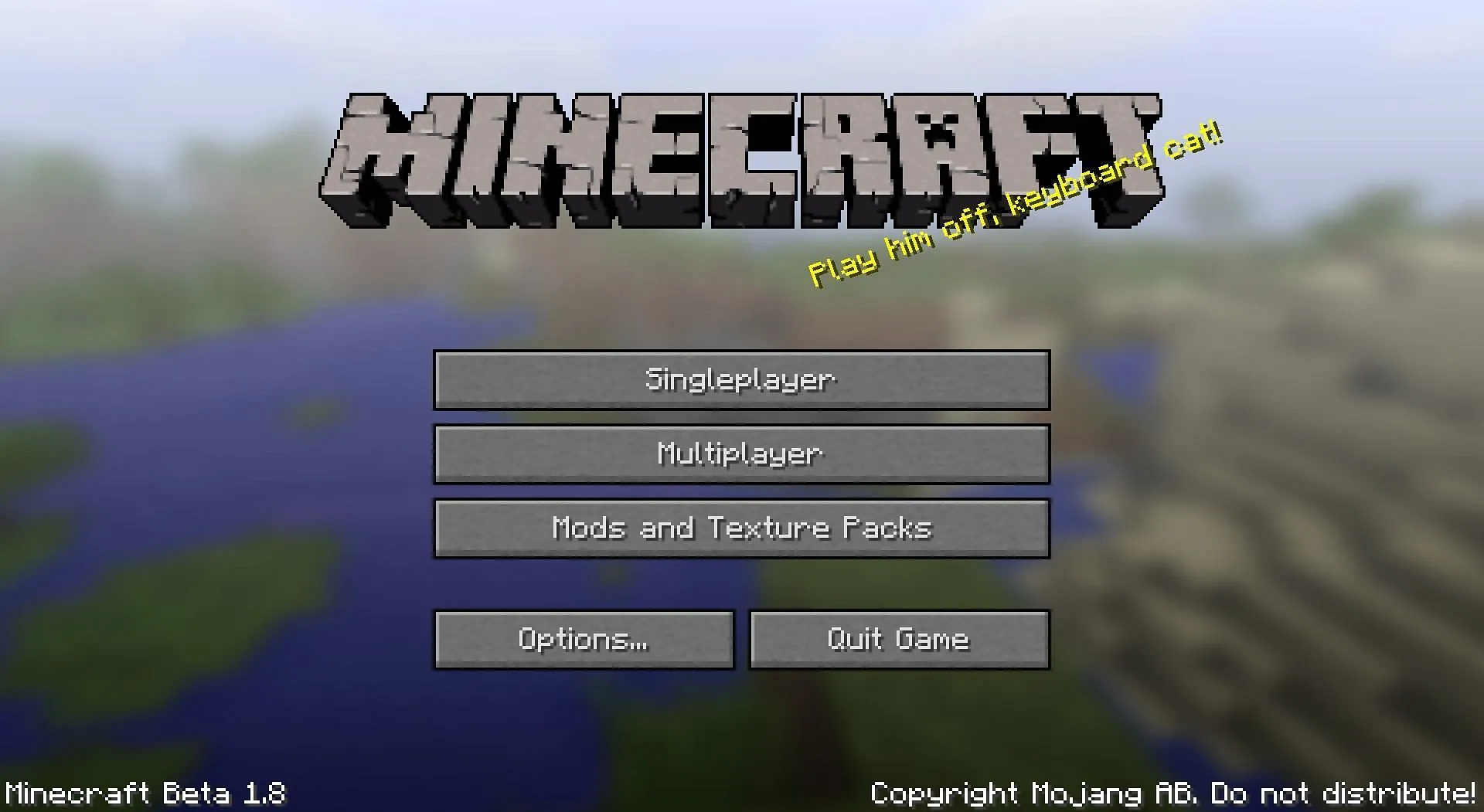 Minecraft Beta 1.8 主選單中原始種子全景圖變得模糊（圖片來自 Mojang）