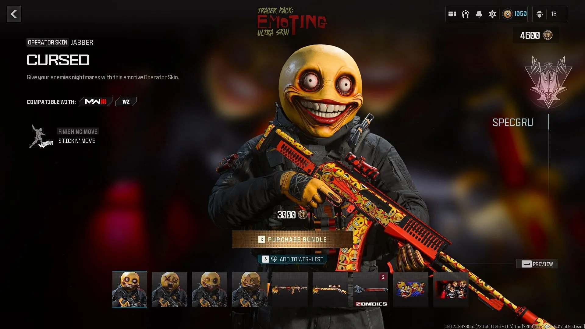 Utiliser le skin Cursed Operator dans MW3 et Warzone pour un bonus d'XP (Image via Activision)