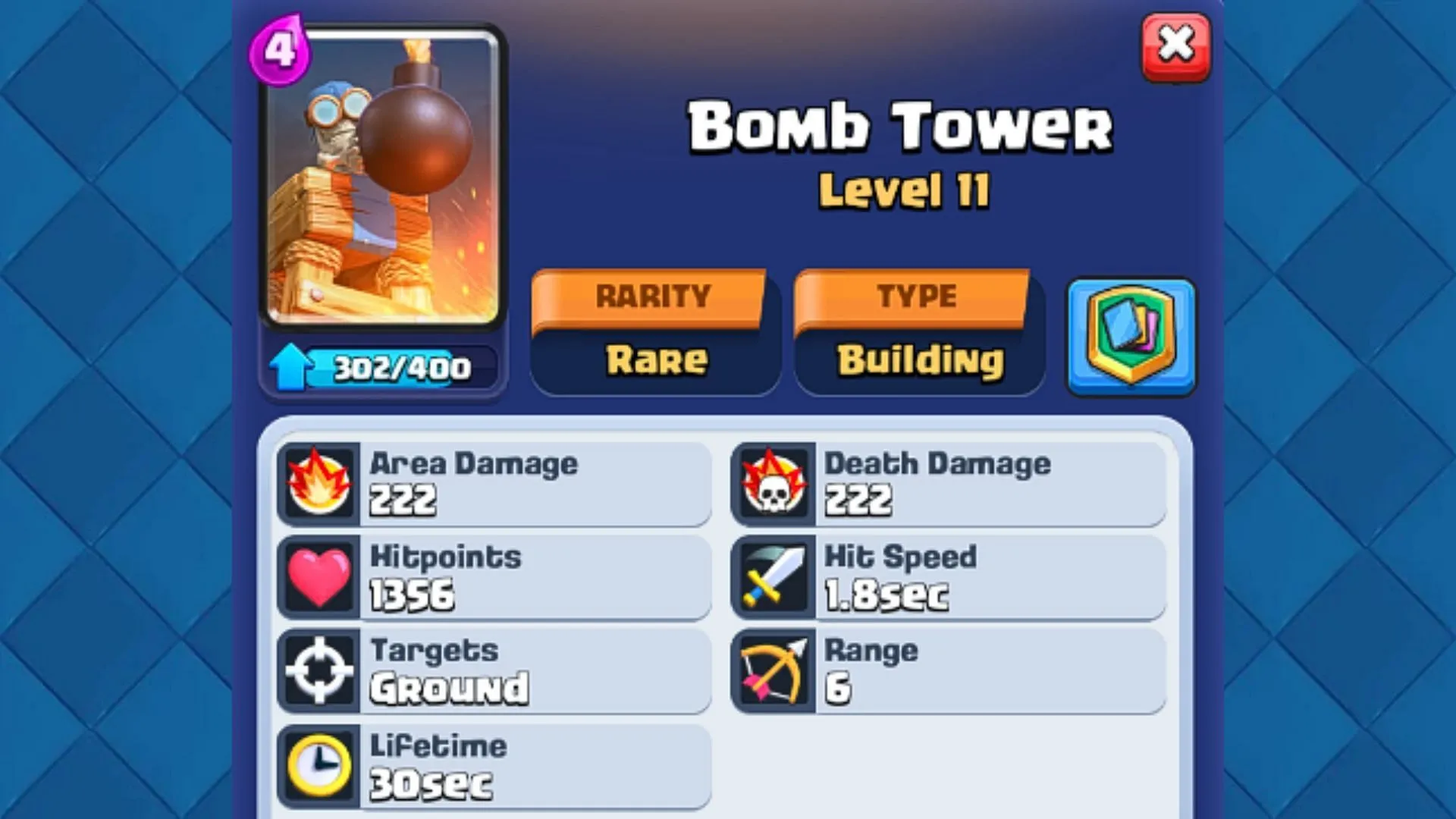 Carta de construção da Torre de Bombas (Imagem via Supercell)