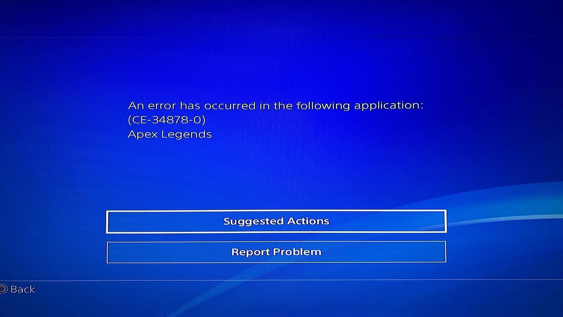 Apex Legends "CE-34878-0" error on PlayStation (Image via Sony and EA)