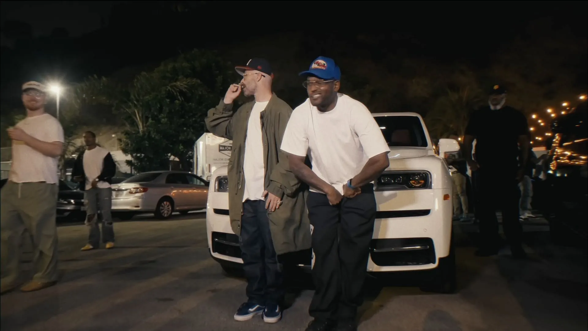 The Alchemist and ScHoolboy Q in the music video for 'Ferraris In The Rain' (Image via YouTube/@alanthechemist)