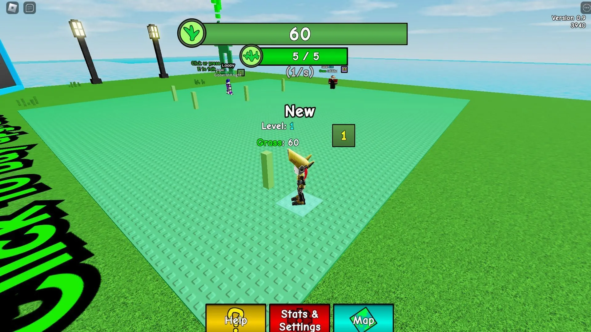 Cut down grasses to earn level up (Image via Roblox)