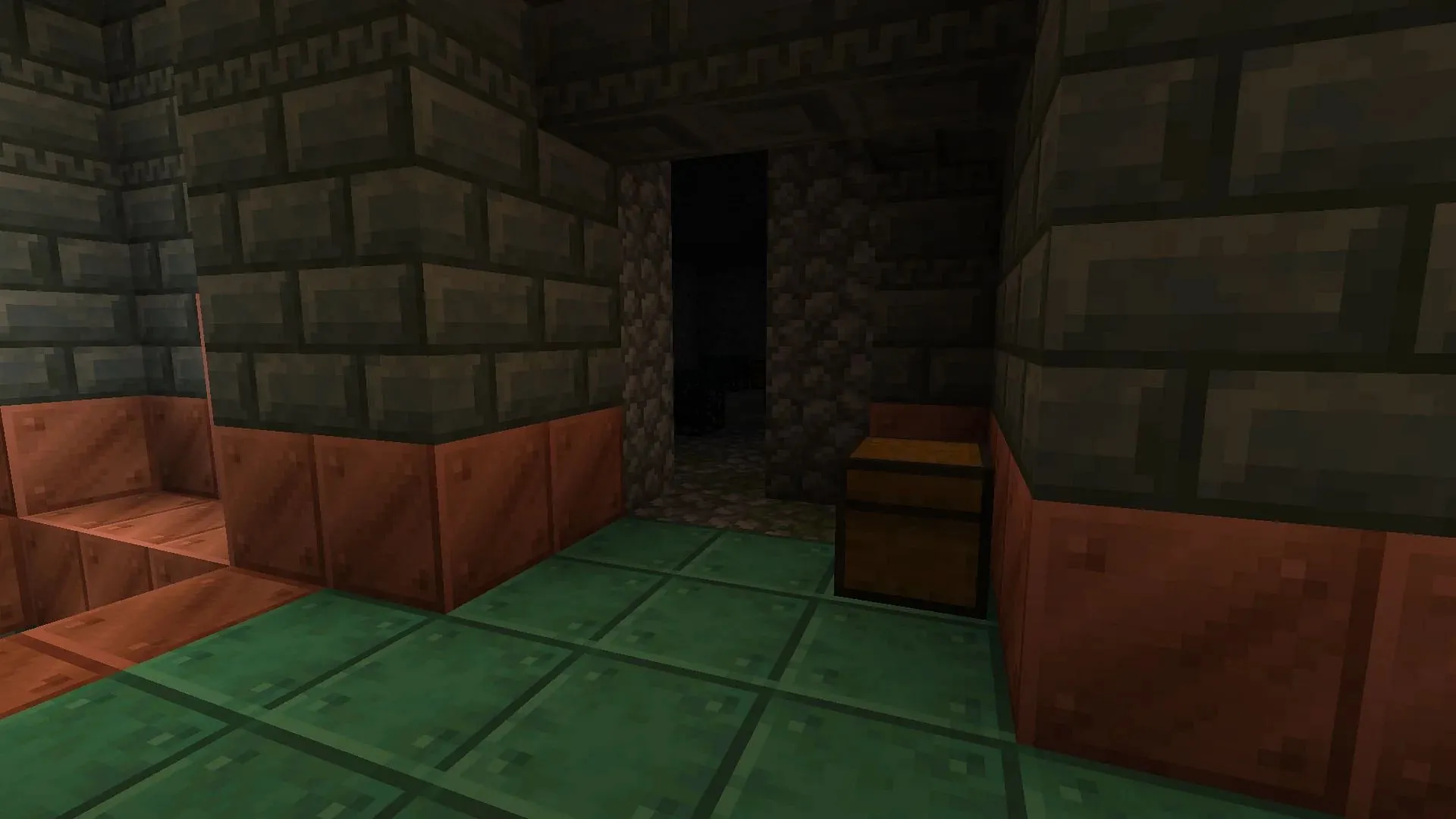 One particular trial chamber in this Minecraft seed has a few extra goodies to be found (Image via u/Chopchunk/Reddit)