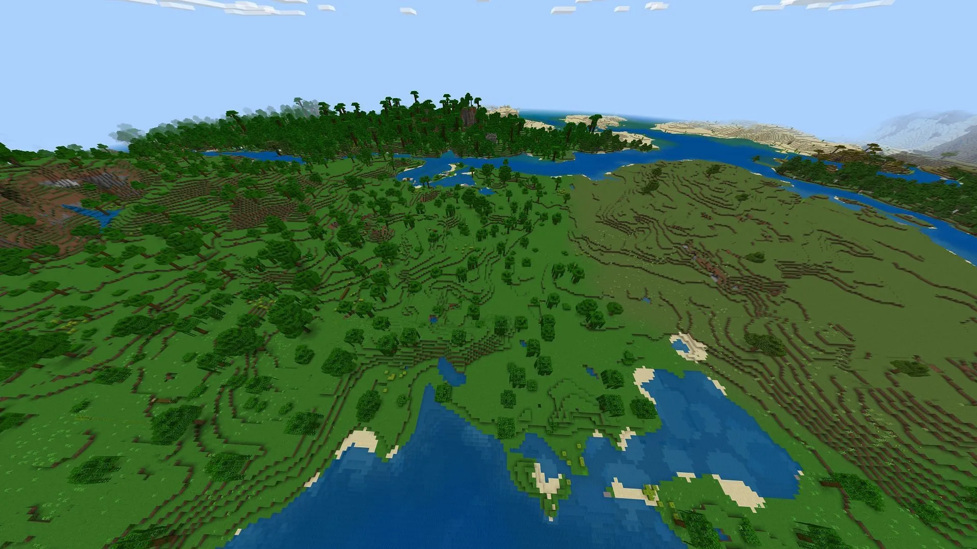 Les fans de Minecraft peuvent trouver une belle variété de biomes et de structures dans cette graine (Image via Mojang)