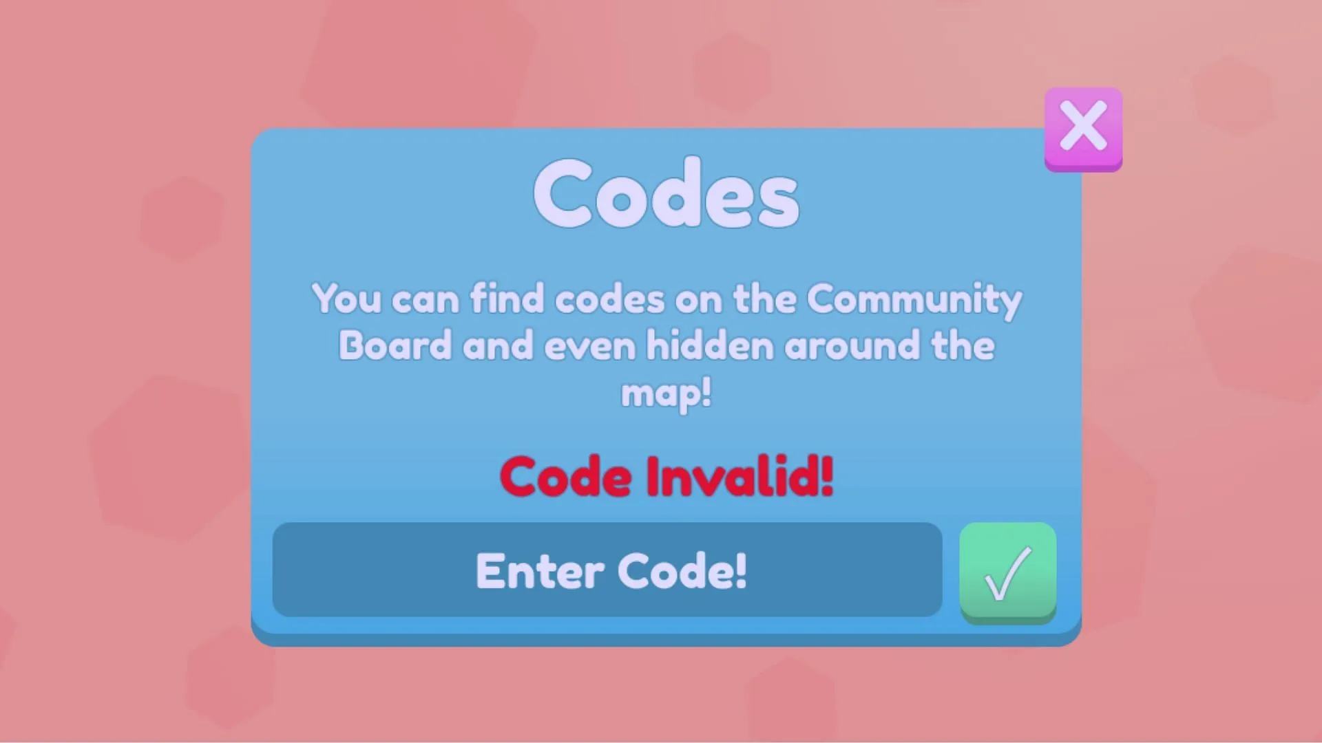 Problème de code invalide des K-Cards (Image via Roblox)