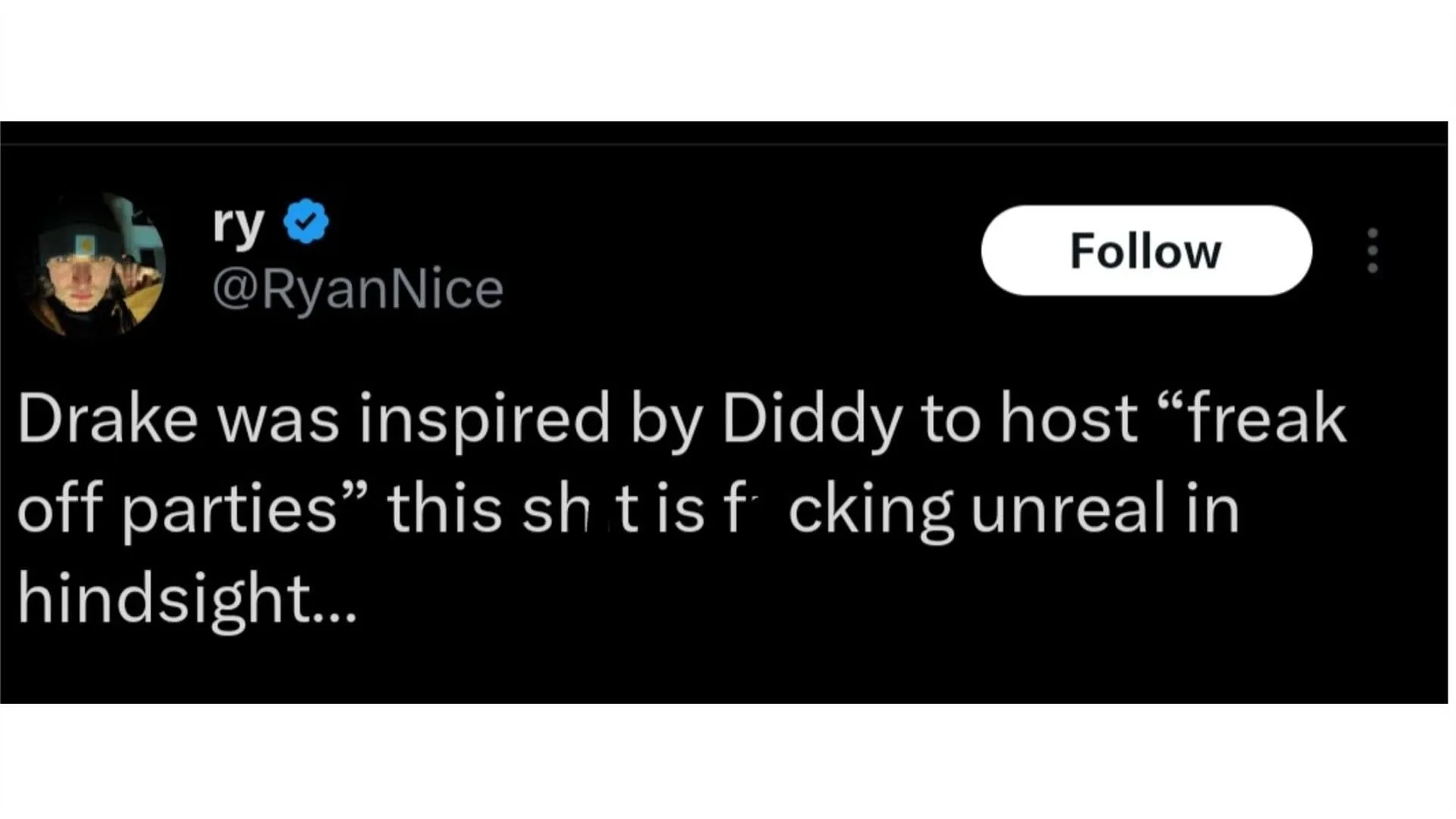 ツイートではドレイクが「フリークオフパーティー」について話したと主張している。（写真は@RyanNice/X経由）