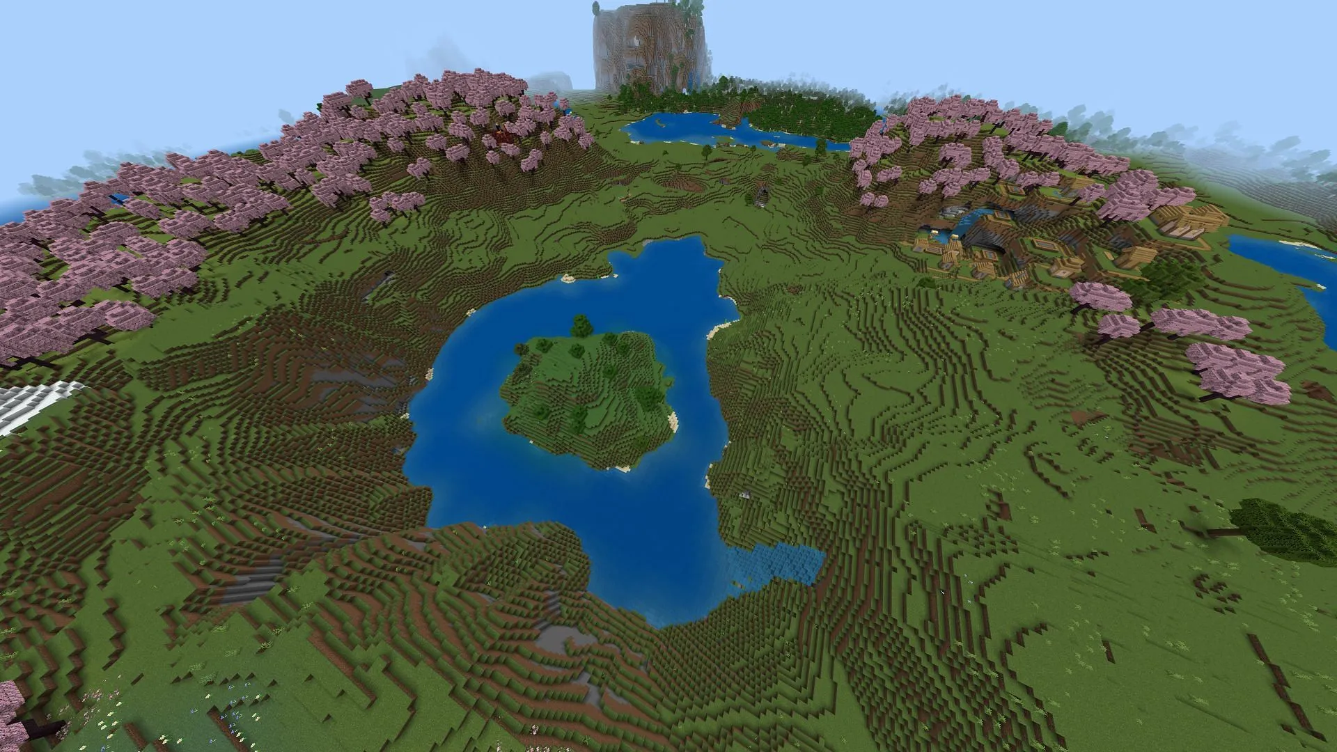 El centro de la pequeña isla en esta semilla de Minecraft 1.21 tiene una cámara de prueba oculta (imagen a través de Mojang)