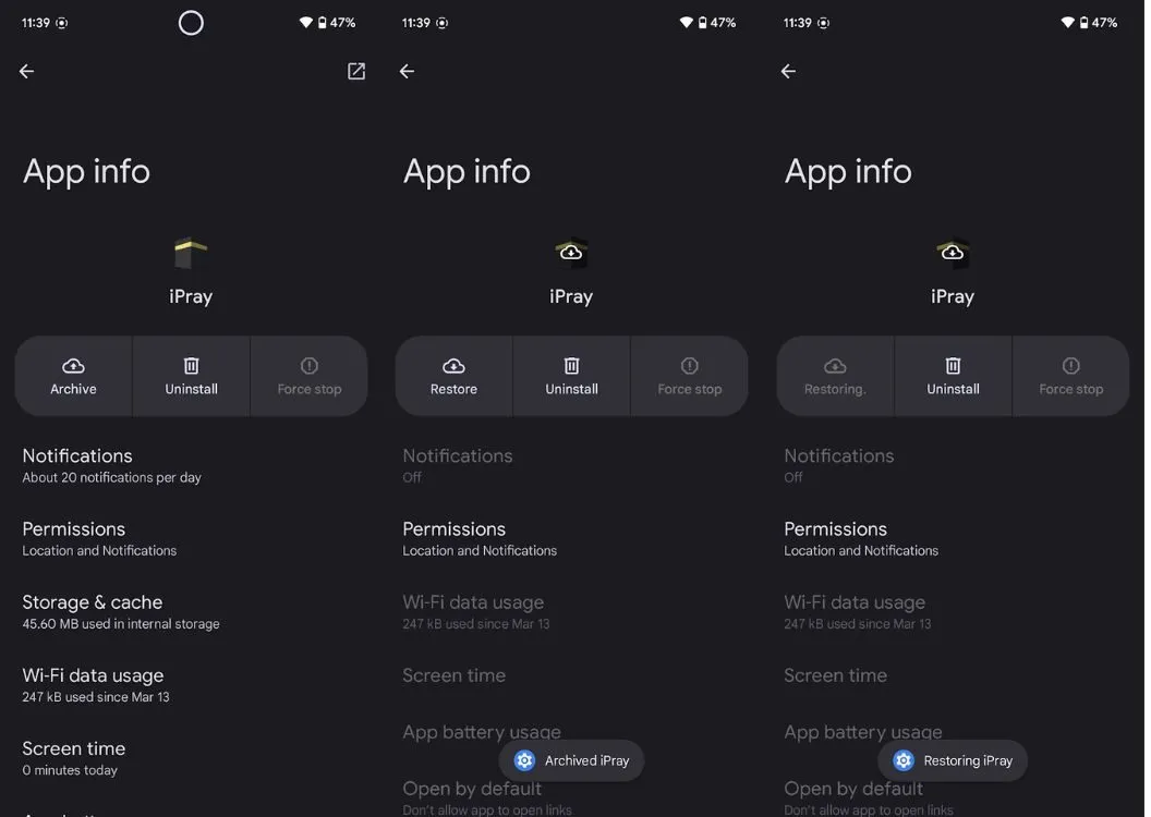 Recurso de arquivamento de aplicativos no Nothing OS 3.0