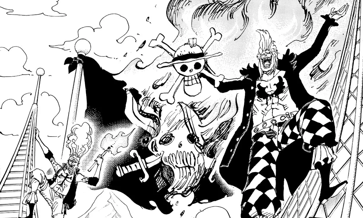 Bartolomeo verbrennt die Flagge der Red Hair Pirates in One Piece