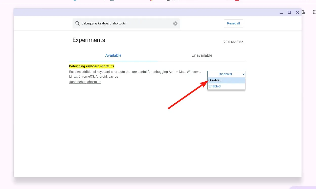 Debugging Keyboard Shortcuts 2 - turn off Chromebook touch screen