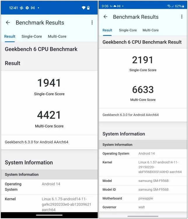 Geekbench compara el Pixel 9 Pro Fold con el Samsung Galaxy Z Fold 6