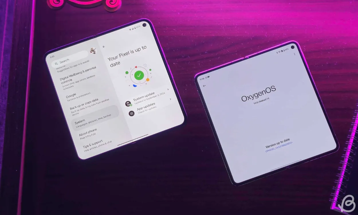 Pixel 9 Pro Fold vs OnePlus Open software page