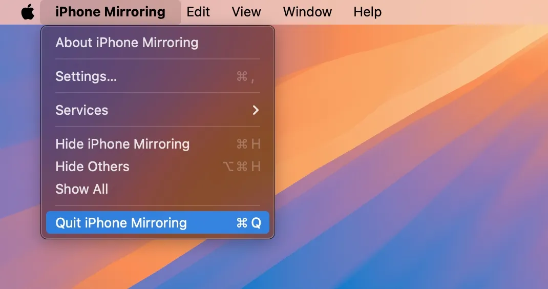 Quitter la mise en miroir de l'iPhone sur Mac