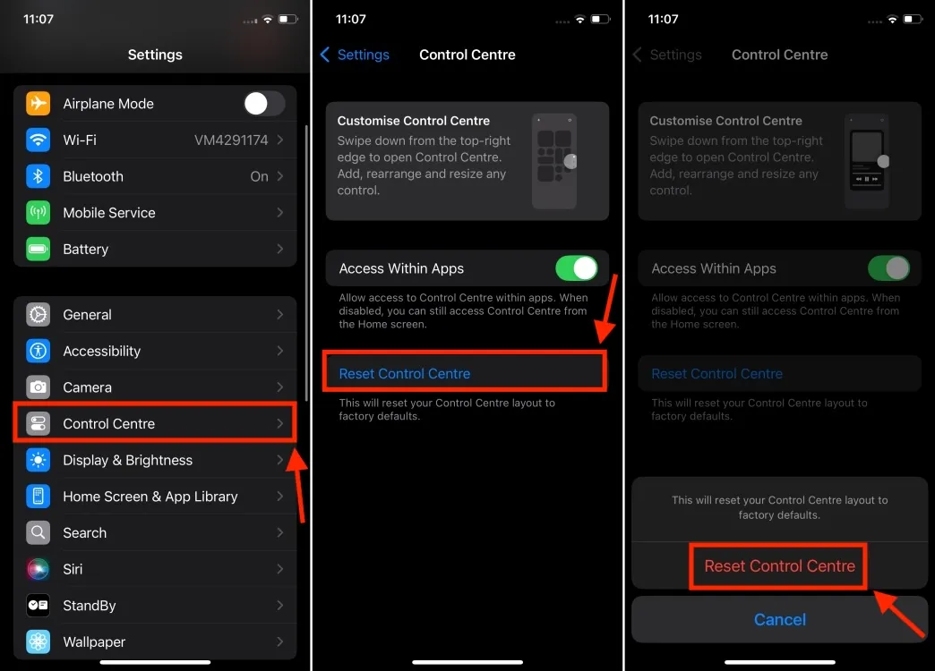 Redefinir o centro de controle iOS 18