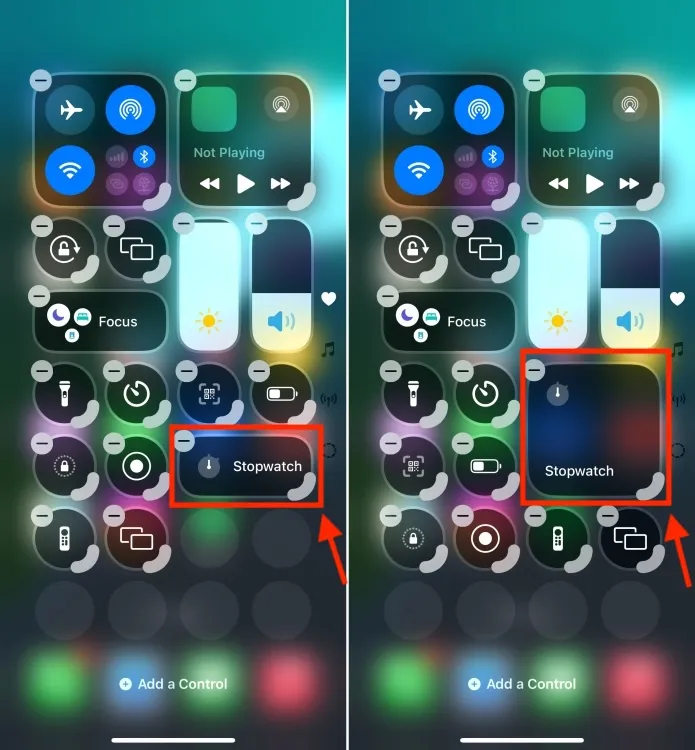 Cambiar el tamaño de los iconos en el Centro de control en iOS 18