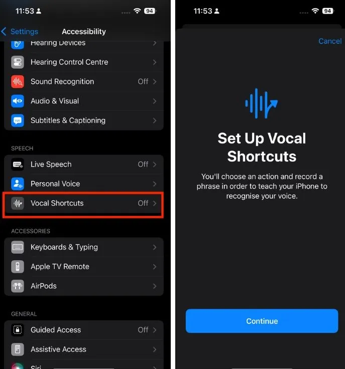 Configurar atajos vocales para Siri