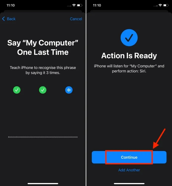 Utilisation de la fonction Raccourcis vocaux iOS pour modifier le nom de Siri