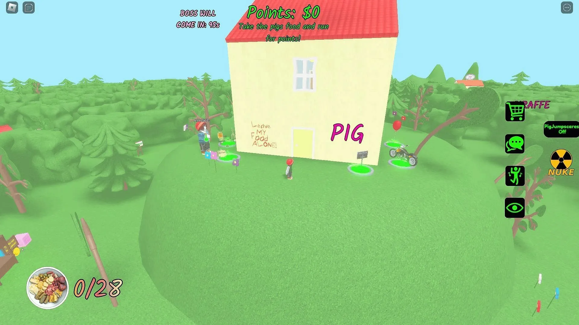 Gameplay screenshot from Hungry Pig (Image via Roblox)