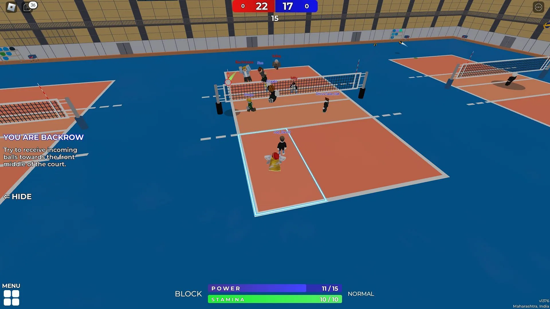 Ein Volleyballspiel (Bild über Roblox)