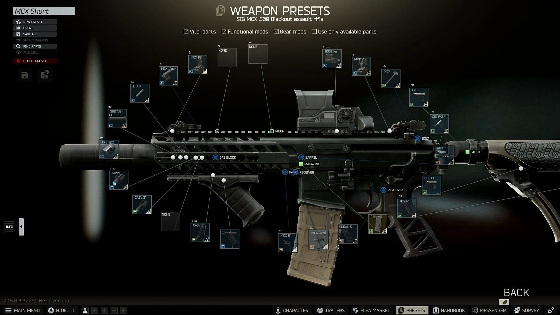 SIG MCX .300 Blackout 돌격소총 빌드(이미지 출처: Battlestate Games)