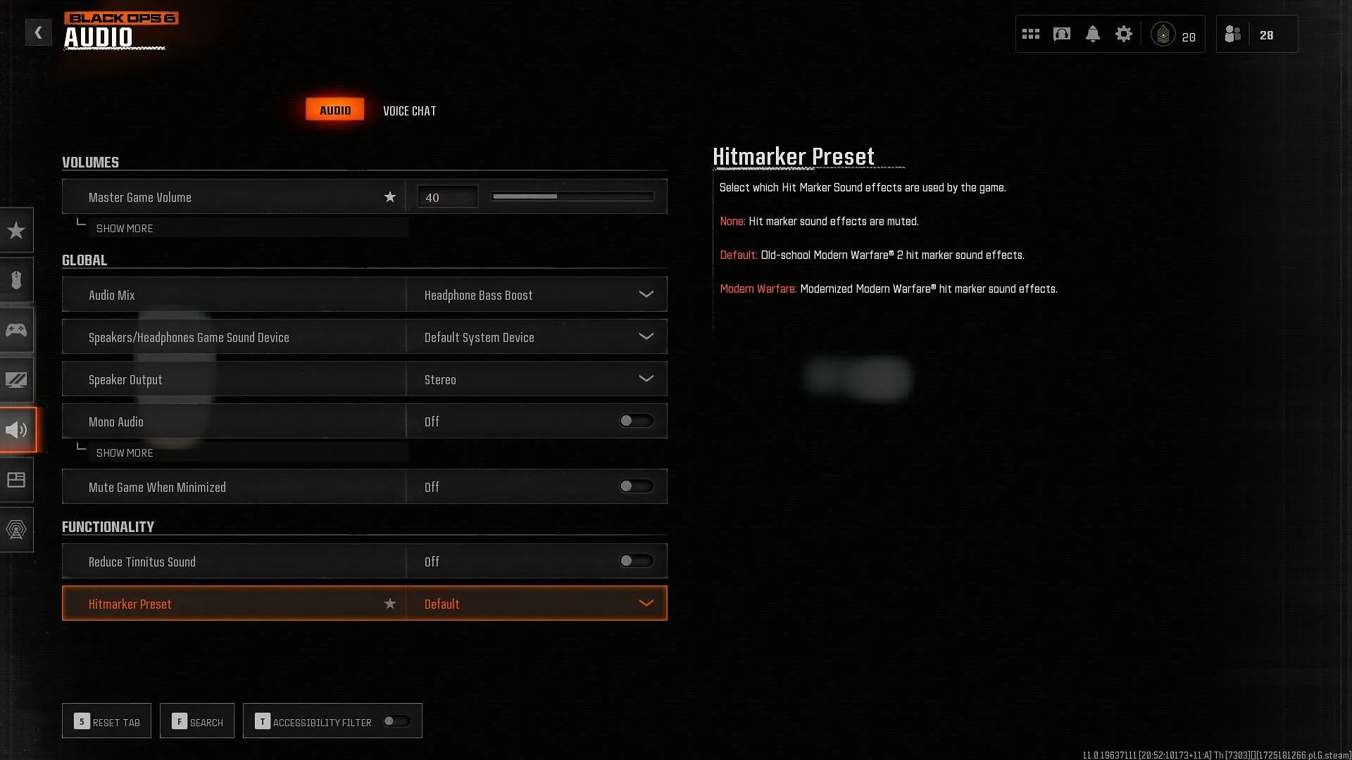 Configuración de audio de Black Ops 6 (imagen a través de Activision)