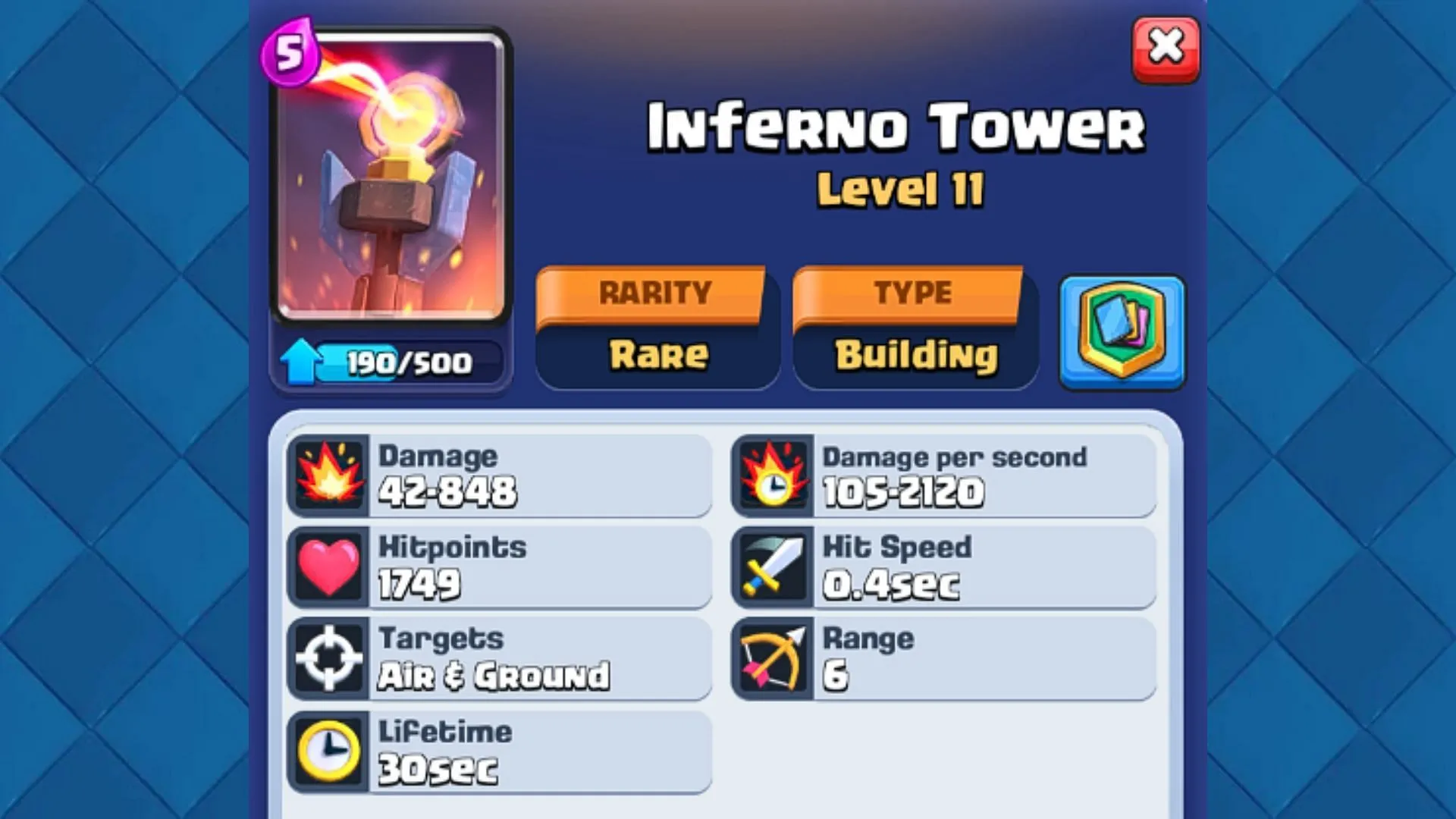 Inferno Tower-Gebäudekarte (Bild über Supercell)