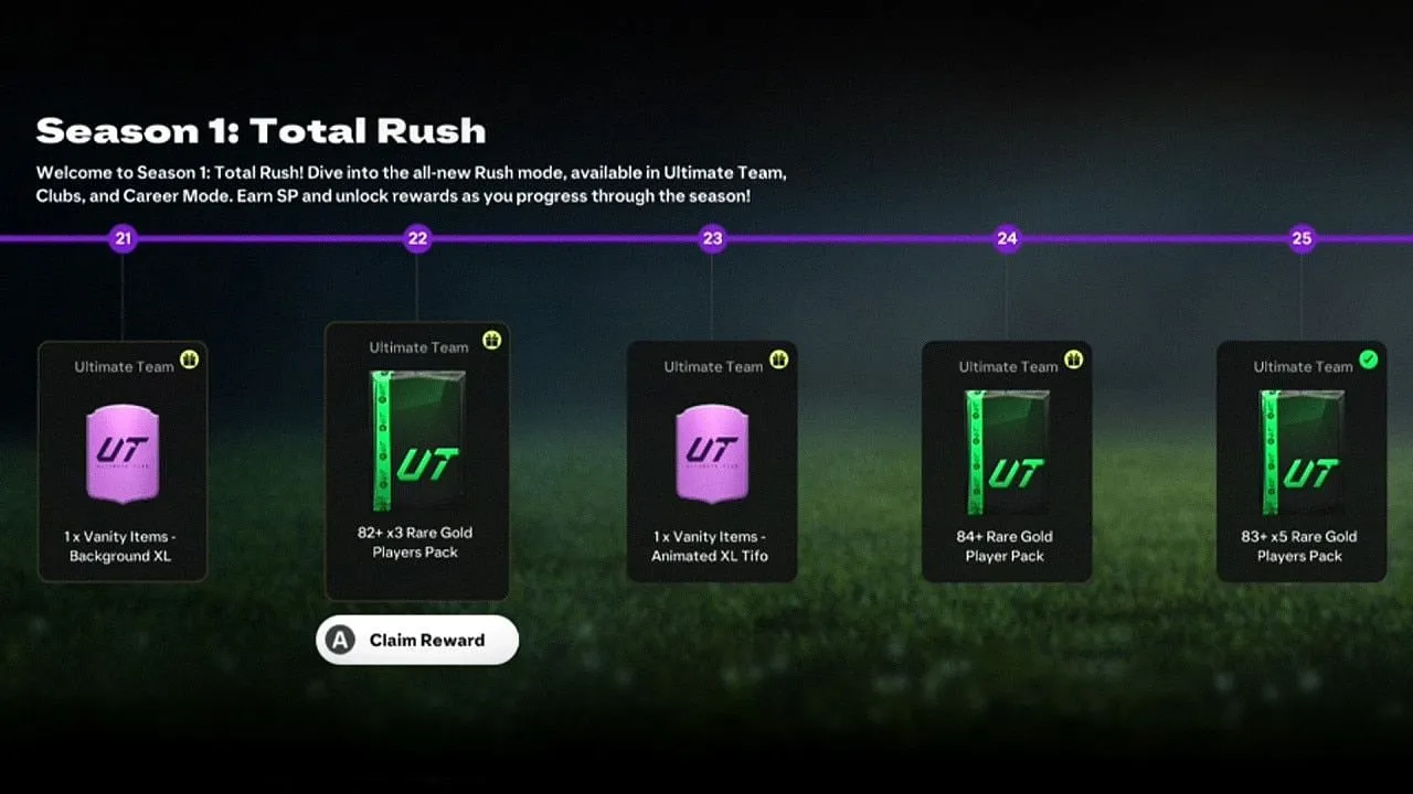 Season 1: Total Rush rewards (Image via EA)